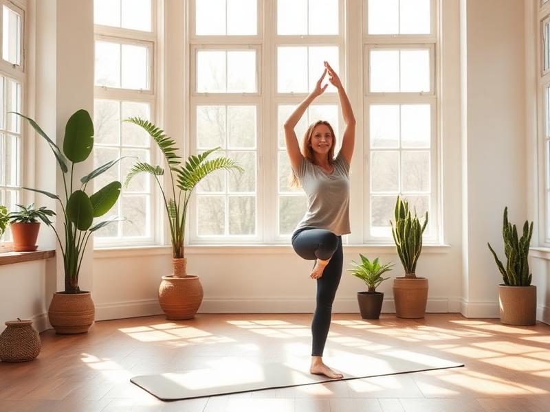 Йога практика в світлій студії